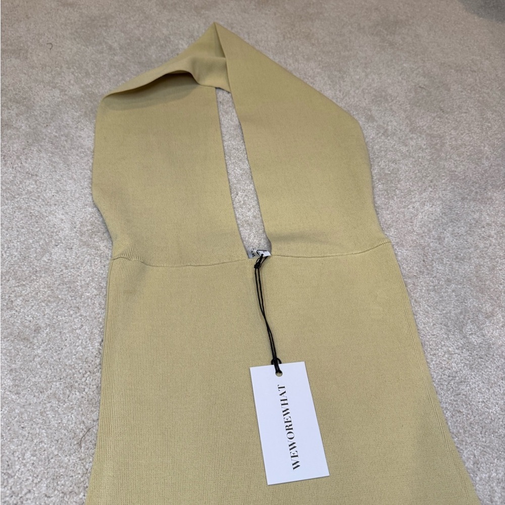 NWT WeWoreWhat Viscose Nylon Halter Neck Midi Dress in Tan Size S - Picture 5 of 11